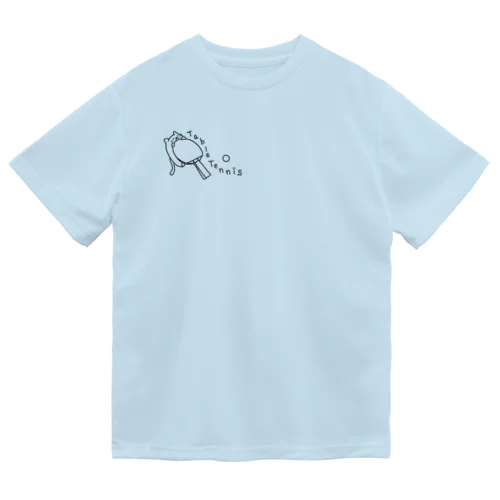 卓球ネコ（モノクロVer） ドライTシャツ