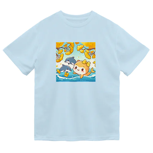 イチョウとかわいい海のいきものたちシリーズ① ドライTシャツ