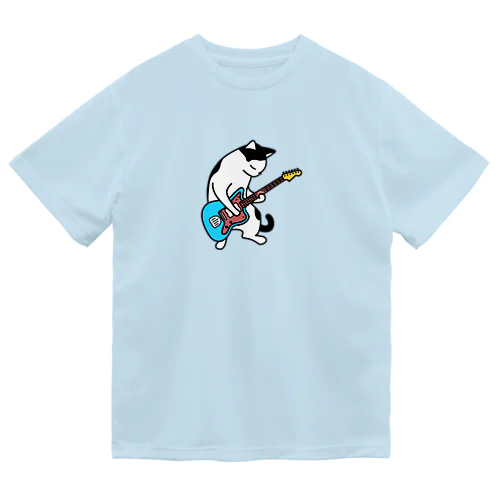 ヅラ猫　ハチワレ　エレキギター　pat02 ドライTシャツ