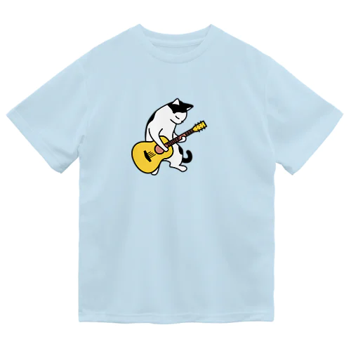 ヅラ猫　ハチワレ　アコースティックギター　pat03 ドライTシャツ