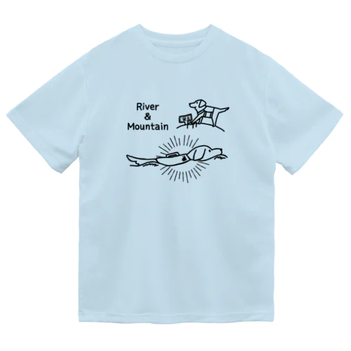 登山と川遊び大好きなラブラドール ドライTシャツ