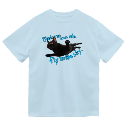 空飛ぶ黒猫オレオくん ドライTシャツ