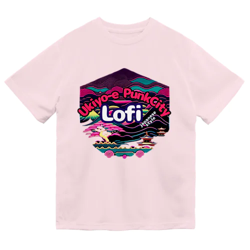 【lofiアート】ネオ浮世絵と盆栽: 北斎イズムのサイバーパンクが織りなす日本の景色の旅 ドライTシャツ