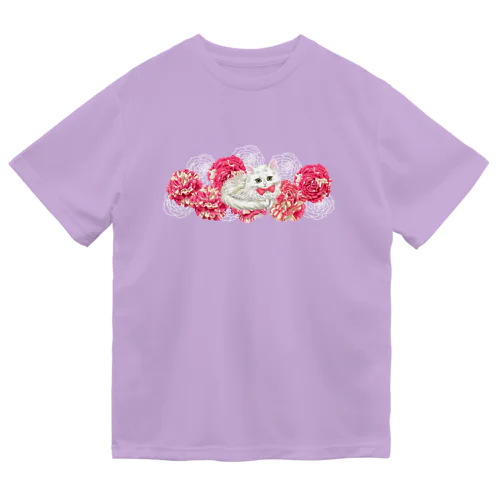 薔薇とチンチラシルバー ドライTシャツ