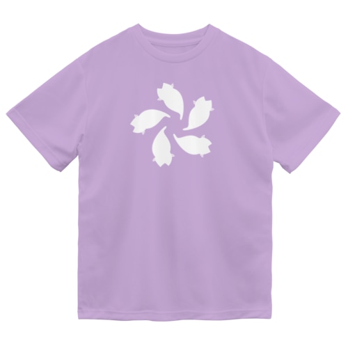 動物家紋。H.T.さくら5ネコ　白 Dry T-Shirt
