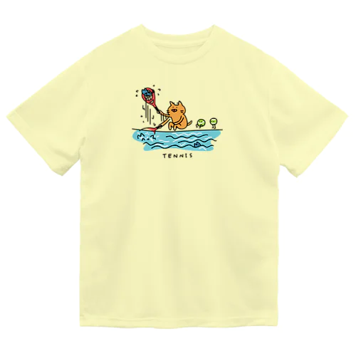 テニス　魚をすくうラケット ドライTシャツ