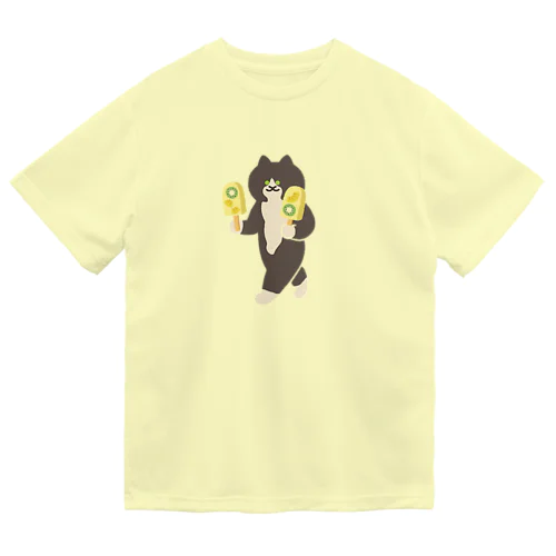 【大】トロピカルアイスをワイルドに運ぶねこ ドライTシャツ