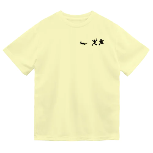 いたち　まてまて（黒　ちっちゃい） ドライTシャツ