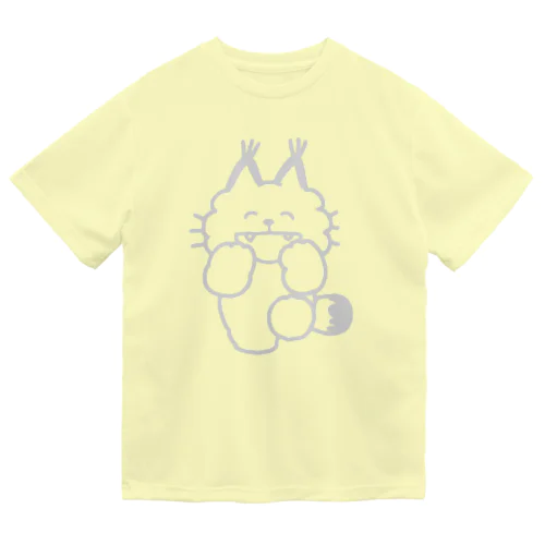 ヤマネコドングリ白 ドライTシャツ