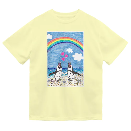 虹の下で鳴き合うケープペンギン Dry T-Shirt