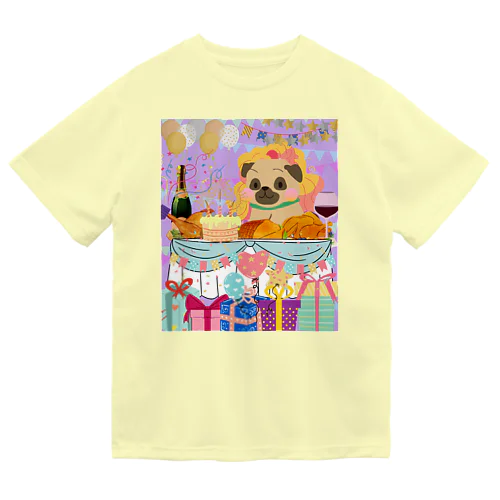 Dog in a wig at a feast! Dry T-Shirt