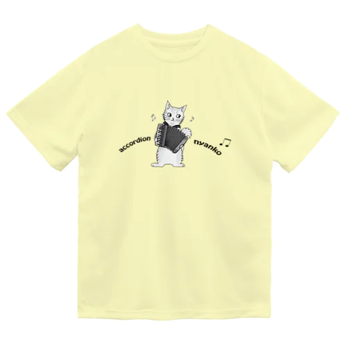 アコーディオンを弾く猫　accordion nyanko Dry T-Shirt