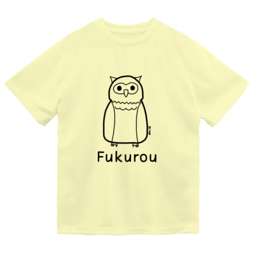 Fukurou (フクロウ) 黒デザイン ドライTシャツ