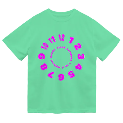 clock numbers 1 to 12 without hands【Tshirt】【Design Color : Pink】【Design Print : Front】 ドライTシャツ