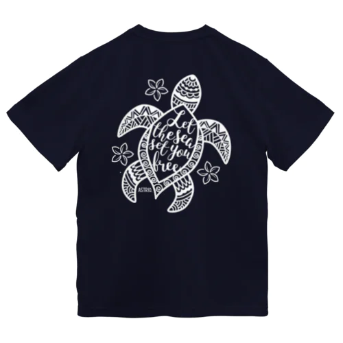 ヘナ柄ウミガメ白 Dry T-Shirt