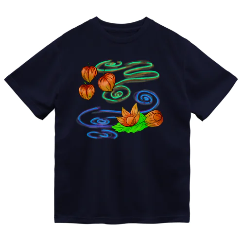 ホオズキ 水紋背景（和柄） Dry T-Shirt