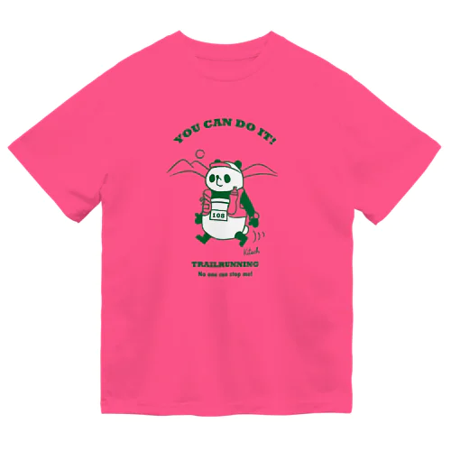 トレイルランパンダ【YOU CAN DO IT!】グリーン ドライTシャツ