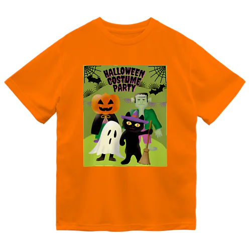 ハロウィンの仮装パーティー ドライTシャツ