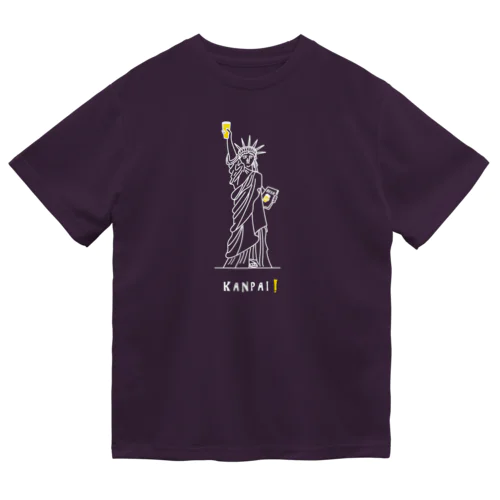 彫刻 × BEER（自由の女神）白線画 ドライTシャツ