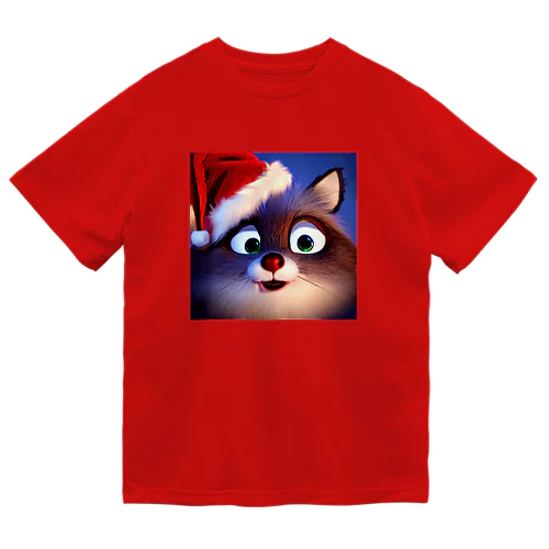 クリスマスのネコ ドライTシャツ
