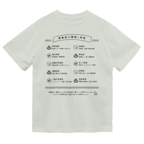 療養泉の種類と特徴（黒・前面） ドライTシャツ