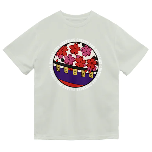 花札丸デザイン「桜に幕」02 ドライTシャツ