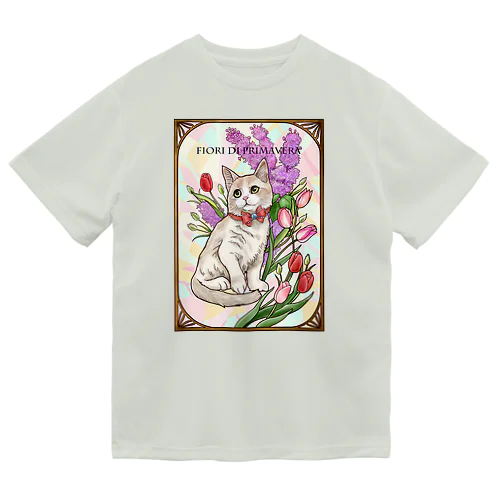 春の花々と猫　Fiori di Primavera Ⅲ ドライTシャツ