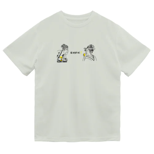 名画 × BEER（浮世絵男女）黒線画 ドライTシャツ