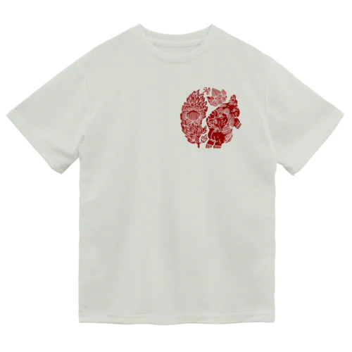 【家紋】唐獅子牡丹（レッド） ドライTシャツ