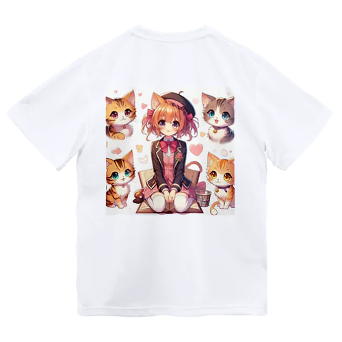 大好きな猫に囲まれて ドライTシャツ