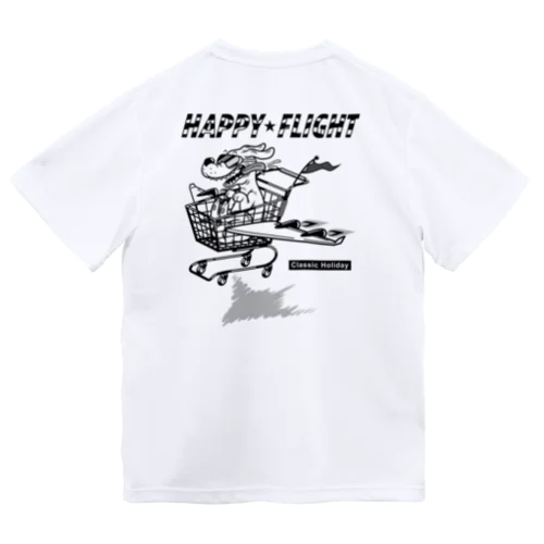 happy dog -happy flight- (black ink) ドライTシャツ