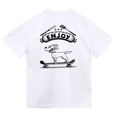 happy dog -ENJOY- (black ink) Dry T-Shirt