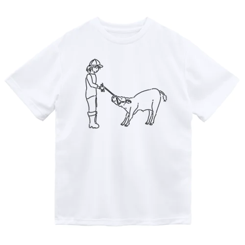 動かない子牛 ドライTシャツ