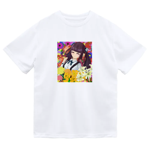 花の女の子 ドライTシャツ
