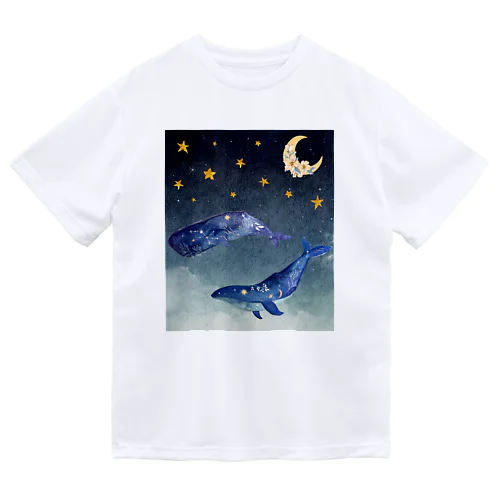 夜を泳ぐクジラ ドライTシャツ