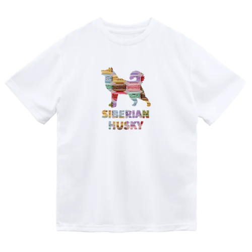 シベリアン ハスキー　マカロン ドライTシャツ