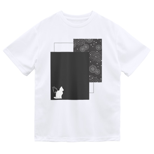 羽ねこさん(和柄/灰色) Dry T-Shirt