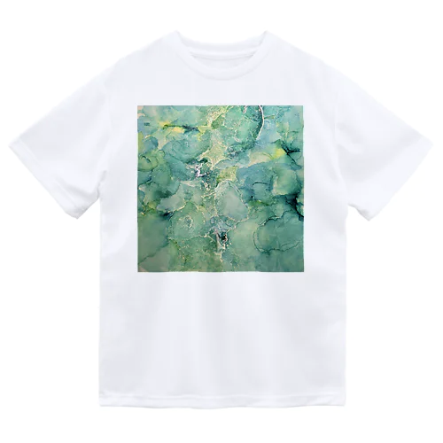 シックなグリーンブルー インクアート Dry T-Shirt