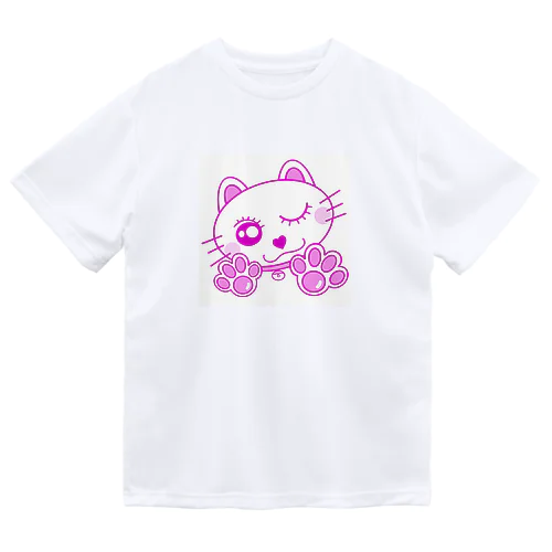 ピンク/ネコ/肉球 ドライTシャツ