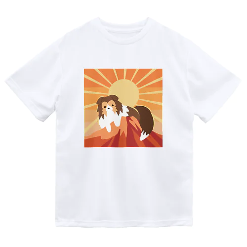 シェルティ×富士山(赤) Dry T-Shirt