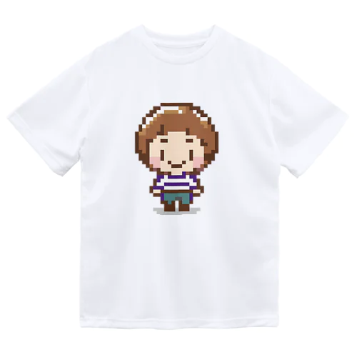 ドット絵風　ボーダーシャツのキャラクター ドライTシャツ