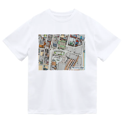 函館バーズアイマップ2018-Ver01 Dry T-Shirt