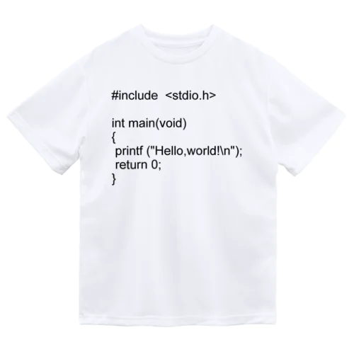 C言語 HelloWorld 黒一色 Dry T-Shirt