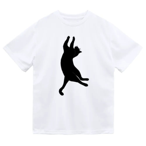 変なポーズの黒猫 Dry T-Shirt