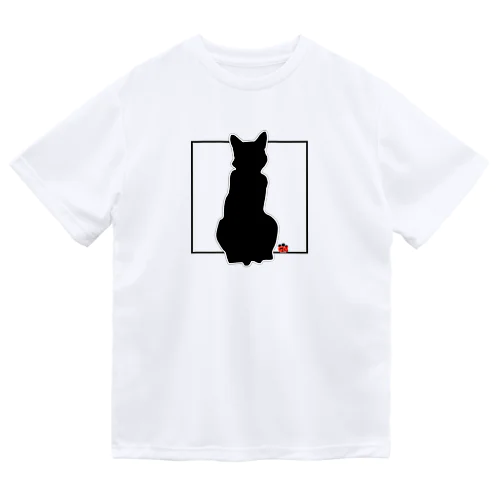 ロシアンブルー銀　「猫座りシルエット」 Tシャツ ドライTシャツ