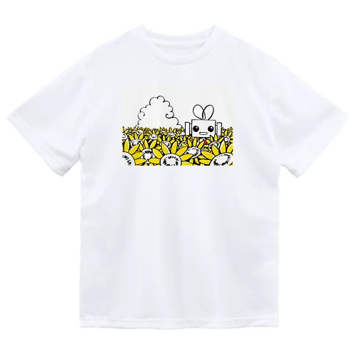 ロボヲさん(ひまわり畑) ドライTシャツ