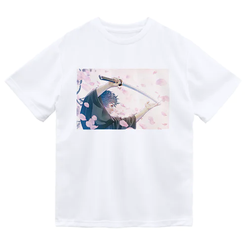 刀と桜 ドライTシャツ