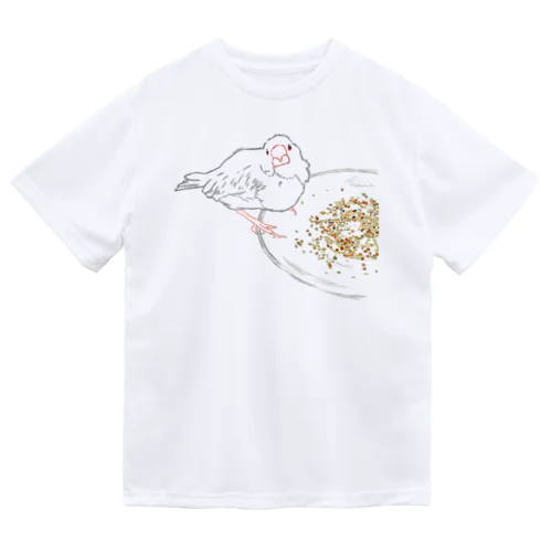 もぐもぐ文鳥さん 線画 ドライTシャツ