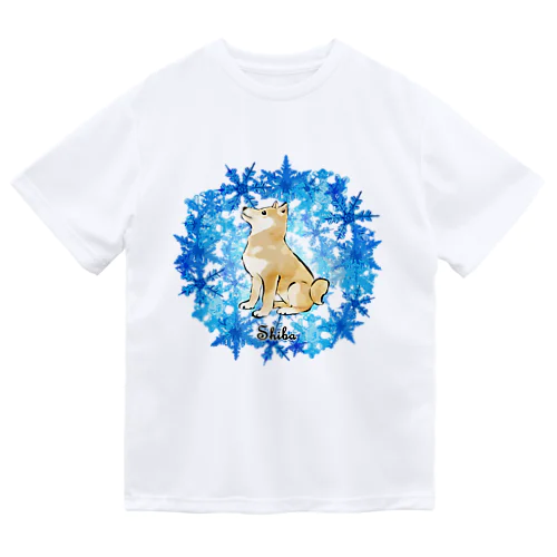 冬のリース　雪の結晶　柴犬 Dry T-Shirt