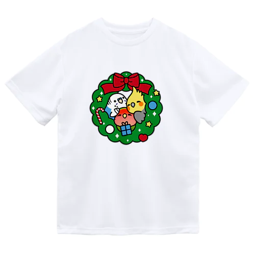 クリスマスリース　セキセイインコ、オカメインコ、コザクラインコ　Chubby Bird Dry T-Shirt